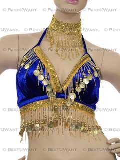 Belly Dance Velvet Tribal Bra Top Costume Plus Size XL  