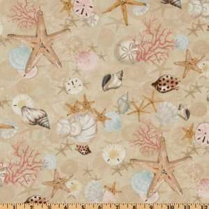   Moments Seashells Sand Fabric By The Yard Arts, Crafts & Sewing