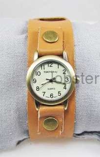   CHAMOIS LEATHER CUFF WIDE BAND TOKYOBAY WATCH w SNAP STUDS WOMENS