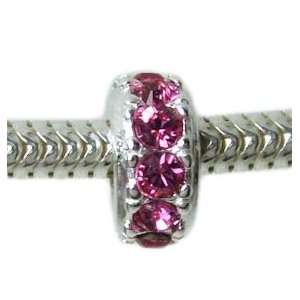  OCTOBER Rose Crystal Sterling Silver Bead for Troll Biagi 