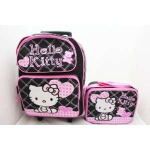  Hello Kitty 16 Large Rolling Backpack + Lunch Bag SET 