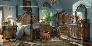 4PC Luxury King Four Poster Bed Bedroom Furniture Set  