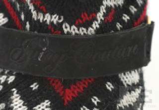   Couture Black, White & Red Knit & Faux Fur Wedge Winter Boots Size 7