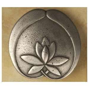  Asian Lotus Flower Cabinet Knob/Pull In Pewter (Large 
