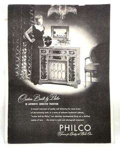 1946 vintage PHILCO RECORD PLAYER CABINET sheraton AD magazine 