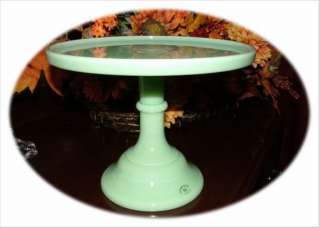 10 Jadeite Green Milk Glass Pedestal Cake Plate Stand  