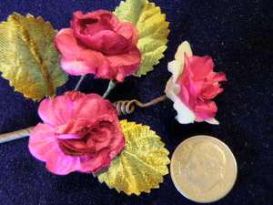 Vintage Millinery Flower Velvet 1 Doll size ZL Magenta  