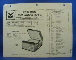 Voice of Music Service Manual 208 2 Record Player  