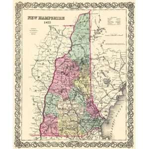  STATE OF NEW HAMPSHIRE (NH) BY J.H. COLTON 1855 MAP