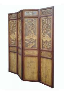 Set/Four Pieces Chinese Antique Boxwood Four Seasons Room Divider 