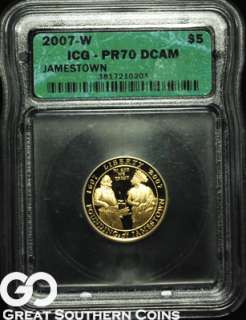 2007 W ICG $5 GOLD Jamestown Commemorative DEEP CAMEO PROOF PR 70 