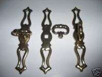 New,brass key Pulls,with backplate,LOW SHIPPING  