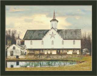 Star Barn Americana Church Country Scene Farm Print  