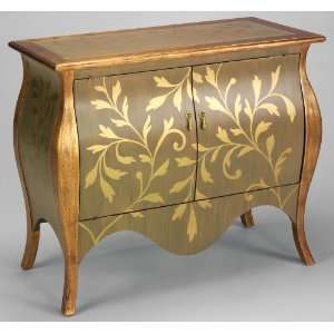 Wooden Olive Green & Gold Curio Cabinet 