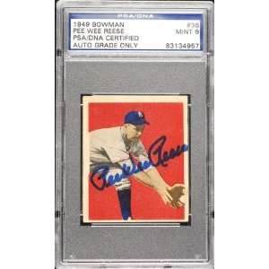  Brooklyn Dodgers Pee Wee Reese Autographed 1949 Bowman 