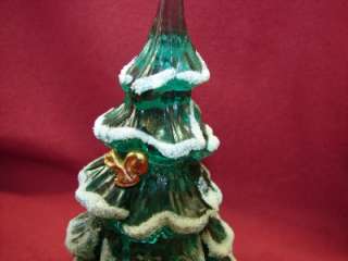   Spruce Green Tree Iced Frosted With Gold Squirrel X Mas Tree  
