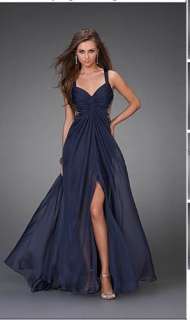 Glamorous Long Short Evening Dress Ball Gown Cocktail Dress Navy Blue 