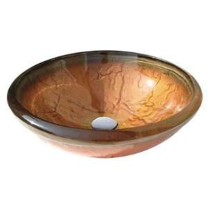  600 19mm G Copper Glass Vessel Sink with PU MR, Gold