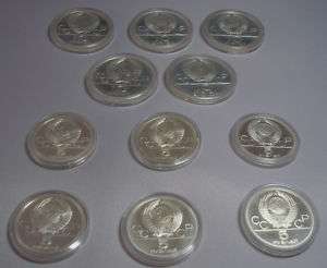 LOT OF 11 COMMEMORATIVE OLYMPIC RUSSIAN SILVER COINS  