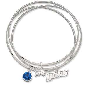   Blue Crystal Detroit Lions Bangle Bracelet Set GEMaffair Jewelry