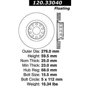  Centric Parts, Inc. 120.33040 Front Disc Brake Rotor Automotive