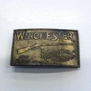 Vintage Winchester Repeating Arms Rifle Brass Belt Buckle  