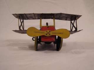 Girard Marx Tin Biplane Airplane Rare Antique Collectible Wind Up Toy 