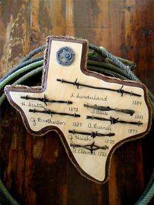 WESTERN TEXAS MEDIUM STATE BARBED WIRE PLAQUE WOODEN  