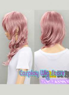 Lightning Long Curly Pink Anime Cosplay Skin Top Hair Wig  