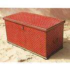 red hand painted solid wood storage trunk box coffee cocktail