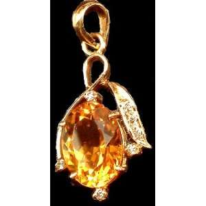  Designer Citrine Pendant with Diamonds   18 K Gold 