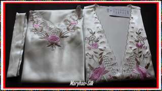 Luxury Style NWT 2PCS Women Silk Stain Sleepcoat Pajamas Robe S3322 