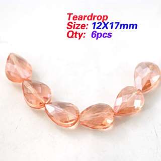   Lots Clear 6pcs Jewelry Making DIY Teardrop Shape Crystal Loose Beads