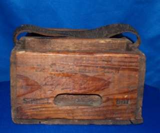   Primitive Wood Box w/Leather Handle   Western Air Rifle Shot Box