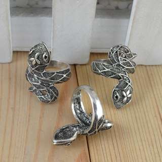 WHOLESALE LOT 10 PCS SILVER PLATED RETRO SNAKE RING R19  