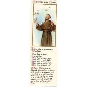 Religious Bookmark PRAYER FOR PEACE, ST. FRANCIS OF ASSISI, 1993 