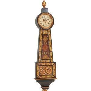   Wood Wall Clock with Inlaid Glass   Traditional