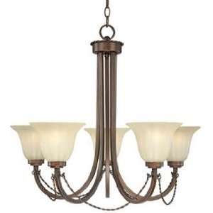 Oil Rubbed Bronze and Champagne Glass 5 Light Chandelier 