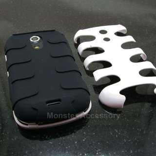 White Fishbone Dual Flex Hard Case Gel Cover For Samsung Epic 4G 