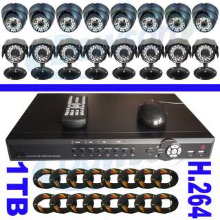 16 Channel CCTV Security System H.264 1TB DVR IR Camera  