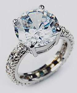 14k White Gold Overlay Super Solitaire Ring  