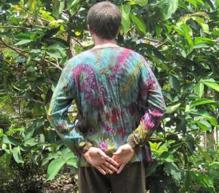 Psychedelic Tie Dyes Mens Long Sleeve Open Shirt #B XL  
