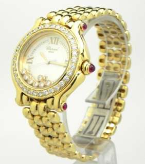 Ladies 18k Y/G Chopard Diamond Bezel Watch & Box  