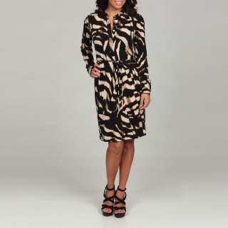 Calvin Klein Womens Black Animal Print Henley Dress  