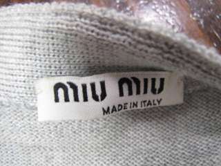 Miu Miu Light Gray Long Sleeve Hidden Button Down Cardigan W/Belt 42 