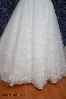 White Tulle w/ Lace Princess Strapless Wedding Dress 10 NWOT  