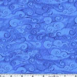  45 Wide Rainy Days Water Swirls Blue Fabric By The Yard 