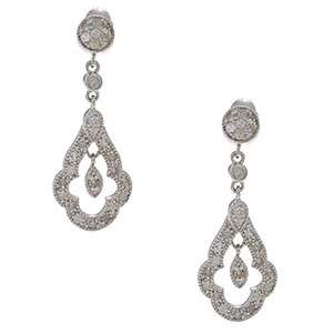 Sterling Silver 1.0ct Vintage Style Pave Earrings (G H, I1 I2)  