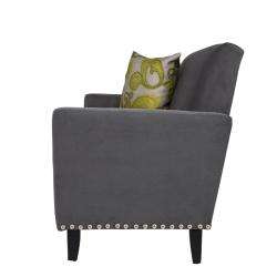 angeloHOME Sutton Antique Silver Gray Sofa with Paisley Pillow 