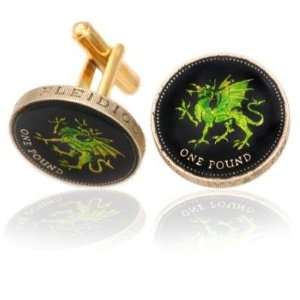  Wales Green Dragon Coin Cuff Links CLC CL212 Jewelry
